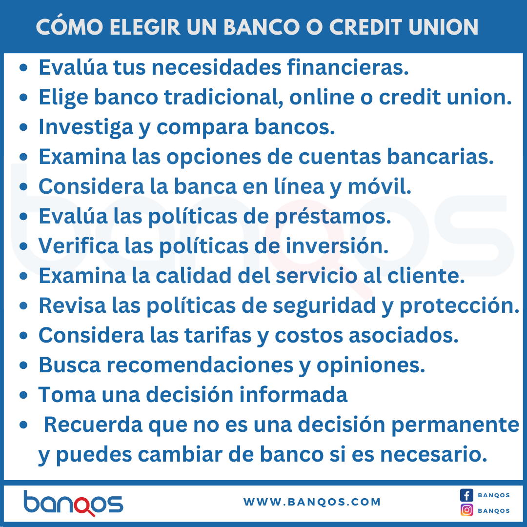 Como elegir un banco o cooperativa de crédito