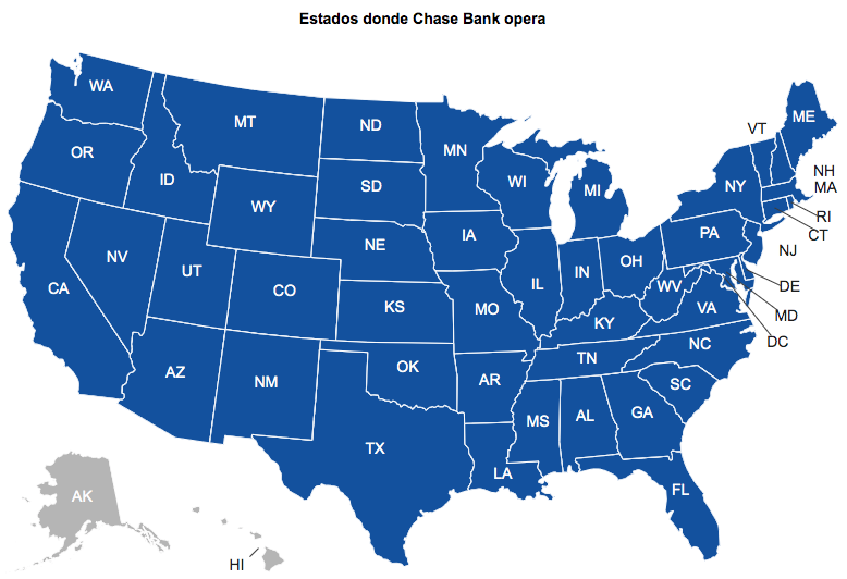 Mapa de sucursales de Chase Bank