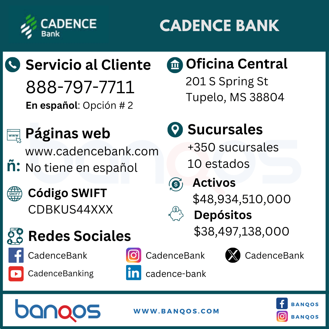 Cadence Bank en español y servicio al cliente.